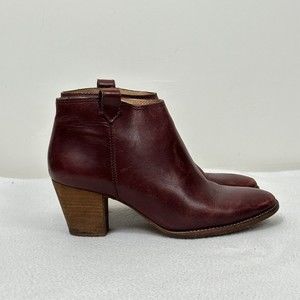 Madewell $228 The Billie Leather Ankle Boot 7.5 Cabernet F8640 Booties Shoes